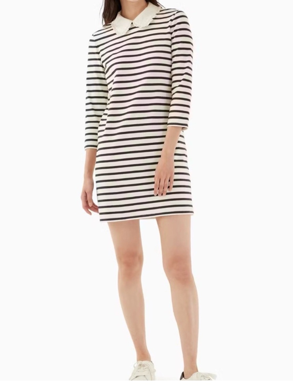 kate spade Black and White Striped Collared Shift Dress